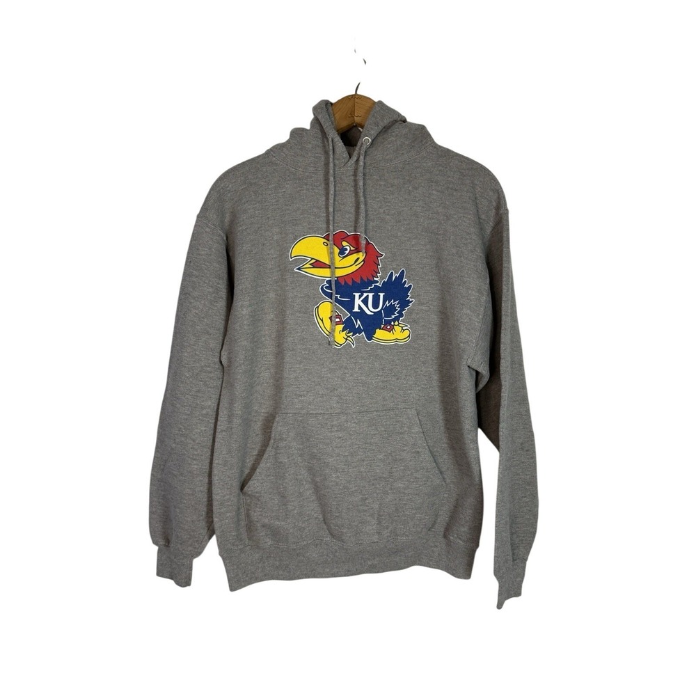 Kansas Jayhawks Jerzees Gray Hoodie size Medium